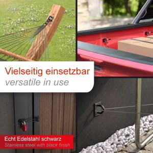 SOTECH Befestigungsöse Halte Öse 40 x 35 x 24 mm Aus Edelstahl V2A SS304 Schwarz