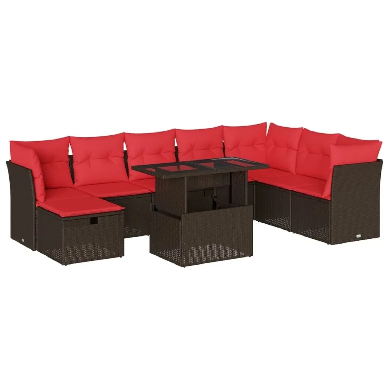 vidaXL 9-Tlg Gartensofa-Set mit Kissen Braun Polyrattan 3274714 günstig online kaufen