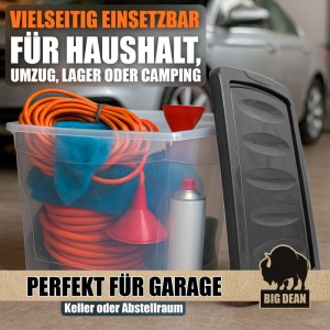 BigDean 3x 80 L Aufbewahrungsbox Mit Deckel Und Rollen Groß Budget Line Plastikbox Mit Deckel XXL