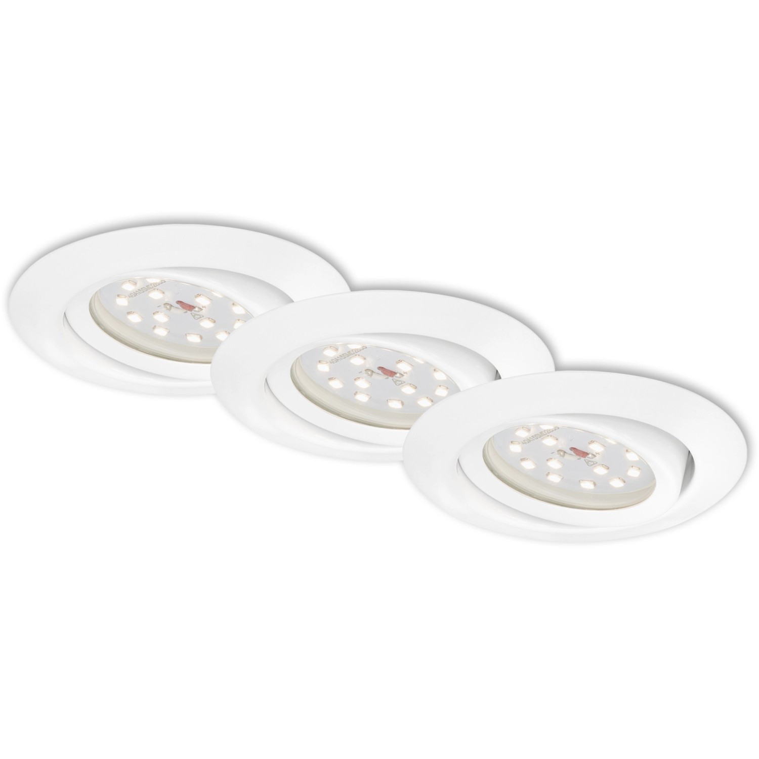 3er Set Briloner LED-Einbaustrahler in Weiß, schwenkbar für Innenräume.