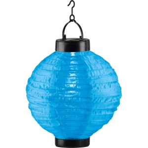 Blaue LED-Solarleuchte Lampion zur Deko für Garten, Balkon oder Terrasse.