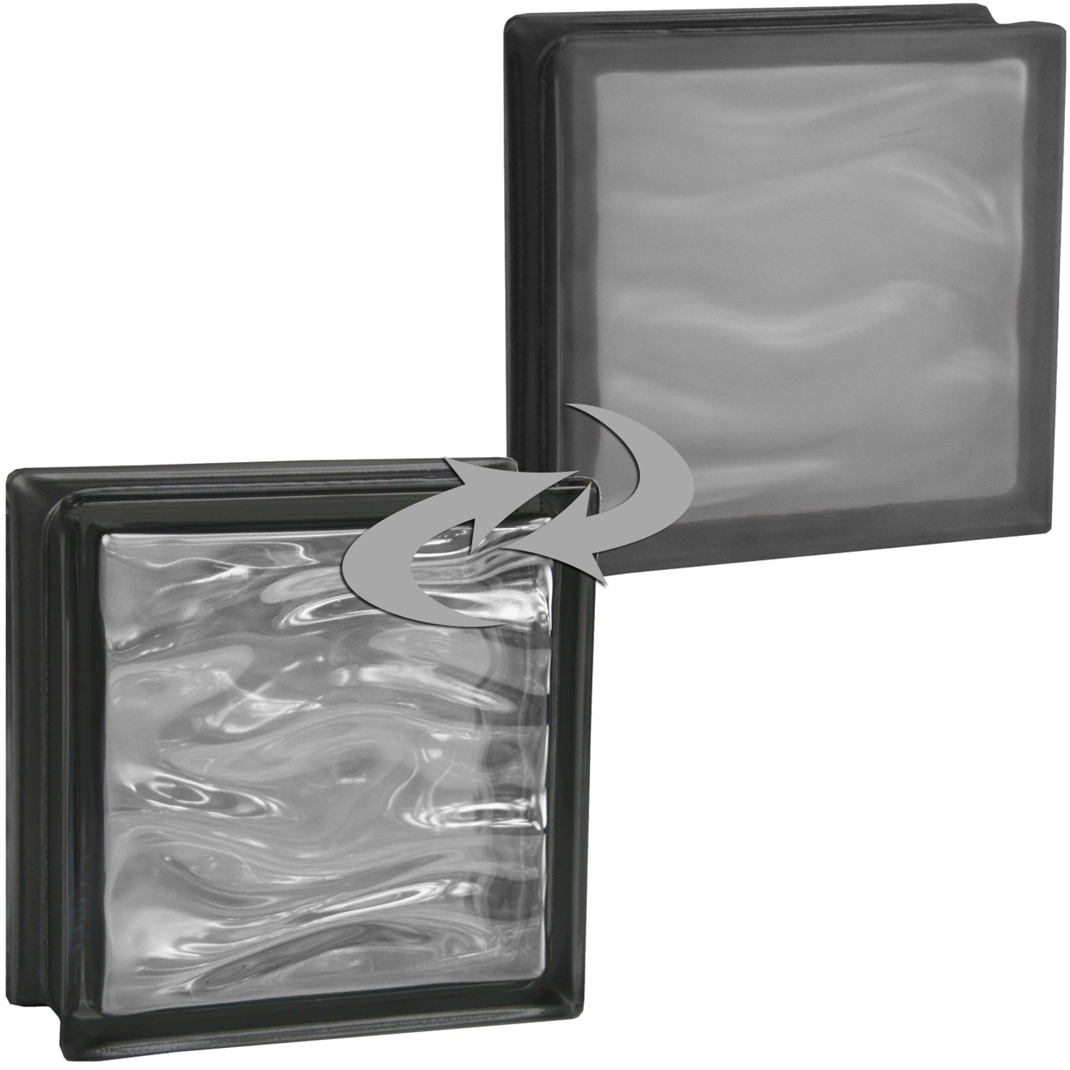 BM Glasstein Aqua Reflex Schwarz 1-Seitig Satiniert 19 cm x 19 cm x 8 cm
