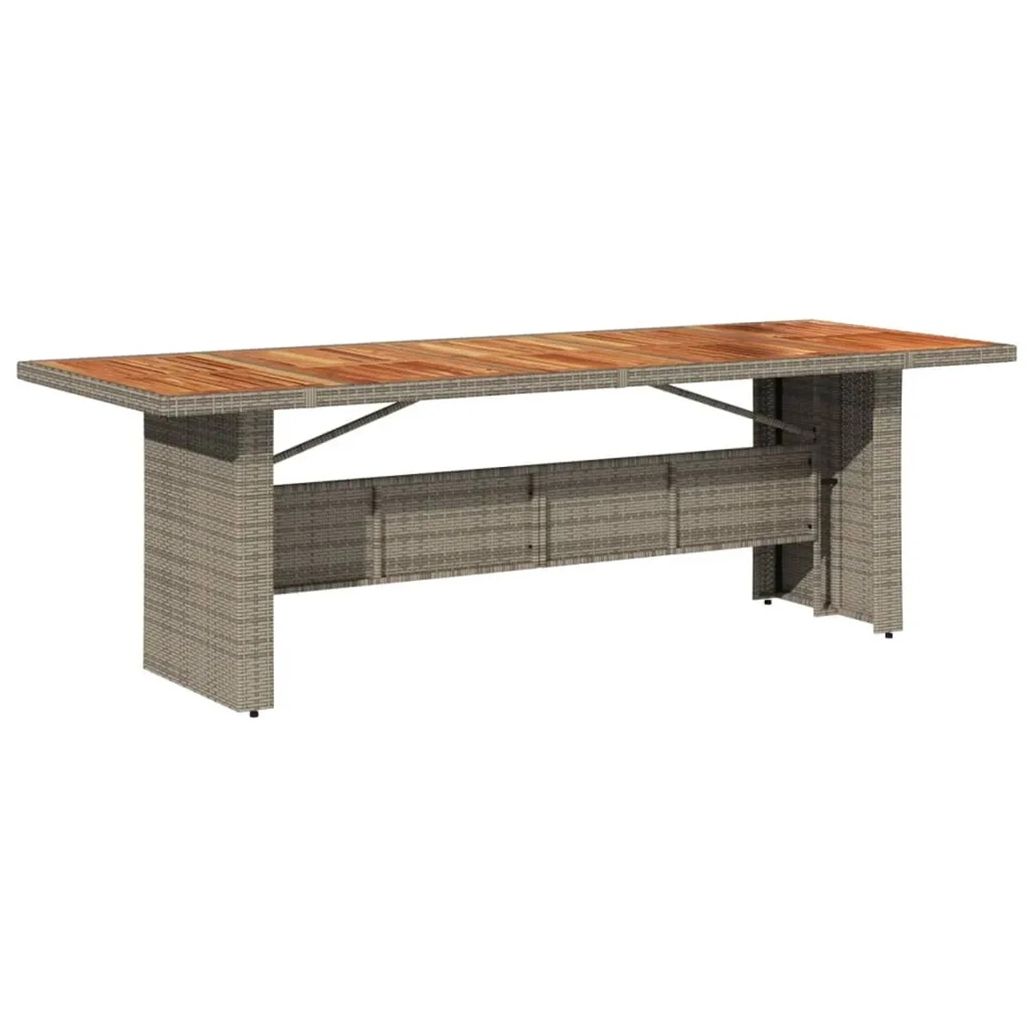 vidaXL Gartentisch mit Akazienholz-Platte Grau 240x90x75cm Poly Rattan 365596
