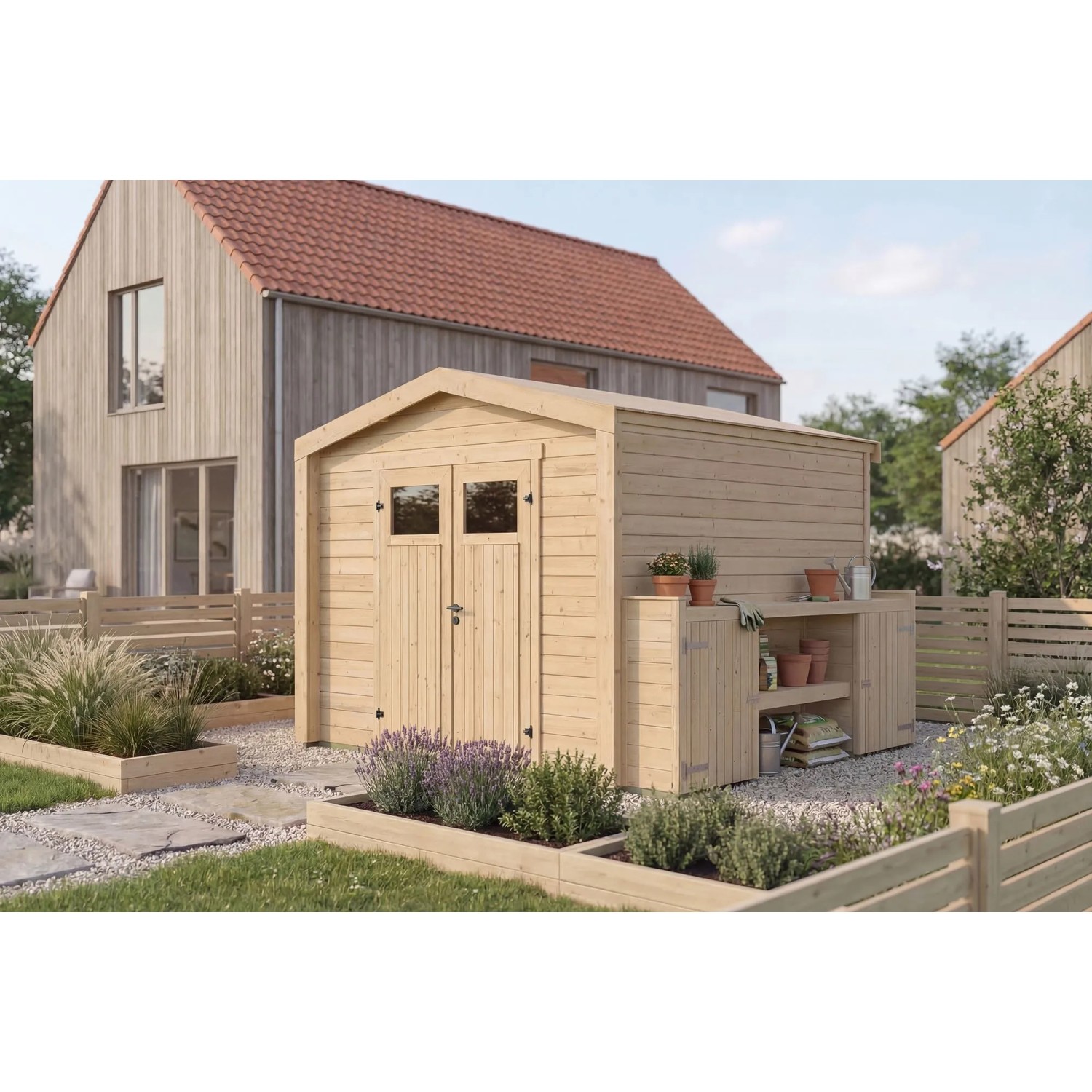 Weka Holz-Gartenhaus Killarney Satteldach Natur Unbehandelt 357 cm x 313 cm