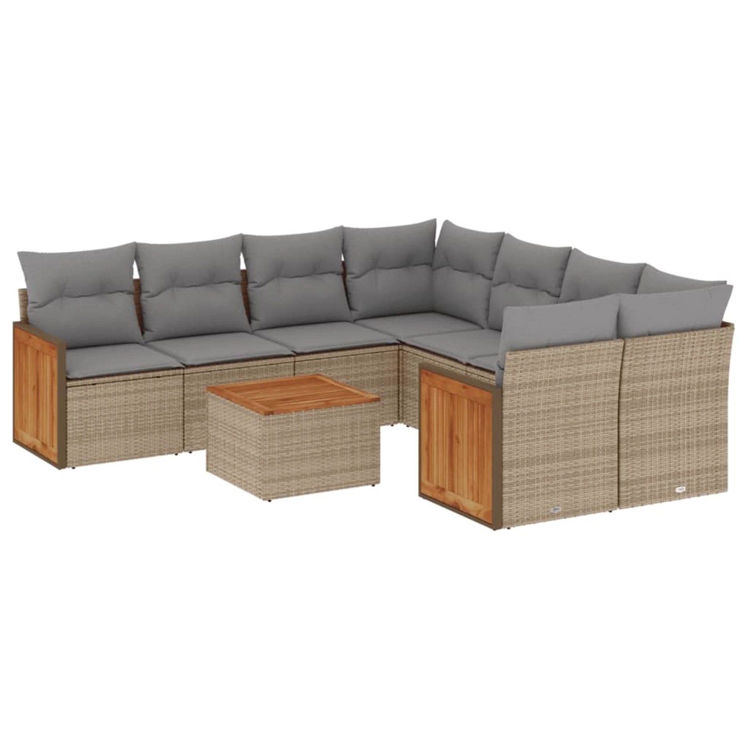 Thumbnail - vidaXL 9-Tlg Garten-Sofagarnitur mit Kissen Beige Poly Rattan 3259910
