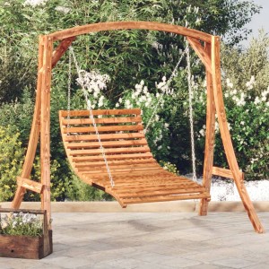vidaXL Hollywoodschaukel aus Bugholz mit Teak-Finish, geschwungenes Design für Garten und Terrasse.