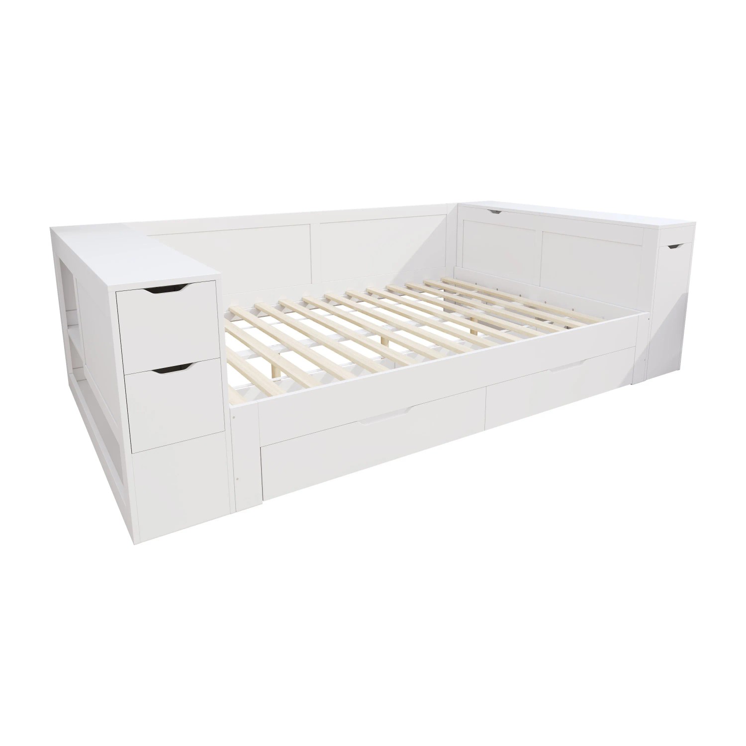 okwish Kinderbett 140x190cm mit Schubladen und Stauraum Weiß ohne Matratze