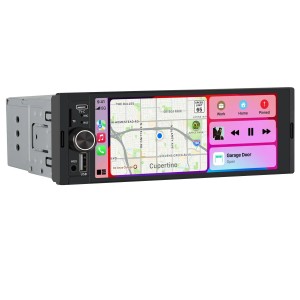 Junsun 1 Din Autoradio mit Wireless Carplay, großem Touchscreen, GPS-Navigation und USB-Anschluss.