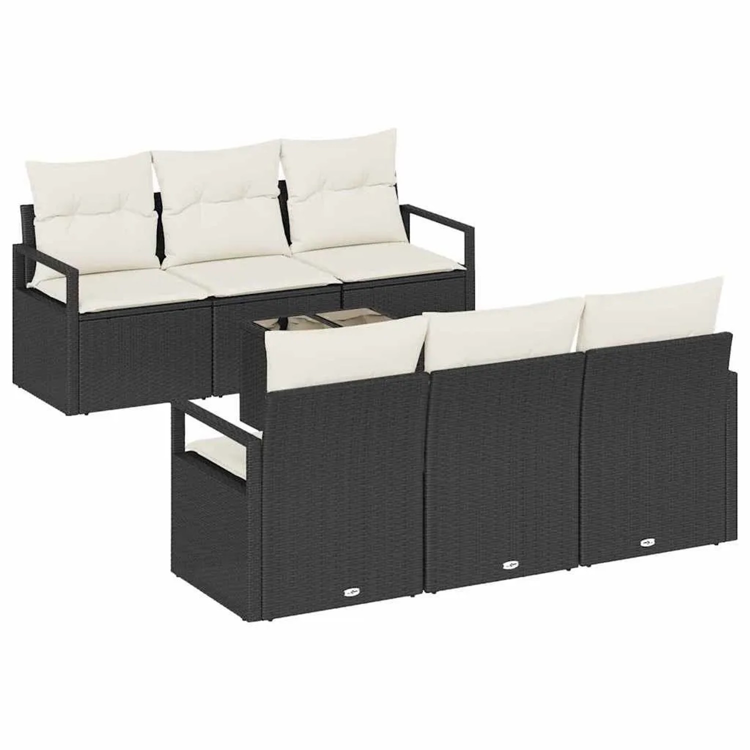vidaXL Gartensofa-set mit Kissen 7-Tlg Schwarz und Creme Poly-Rattan 335493 günstig online kaufen
