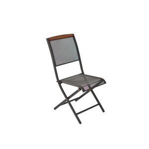 Merxx Klappstuhl Patmos mit Stahlgeflecht und Akazienholz für Balkonmöbel.