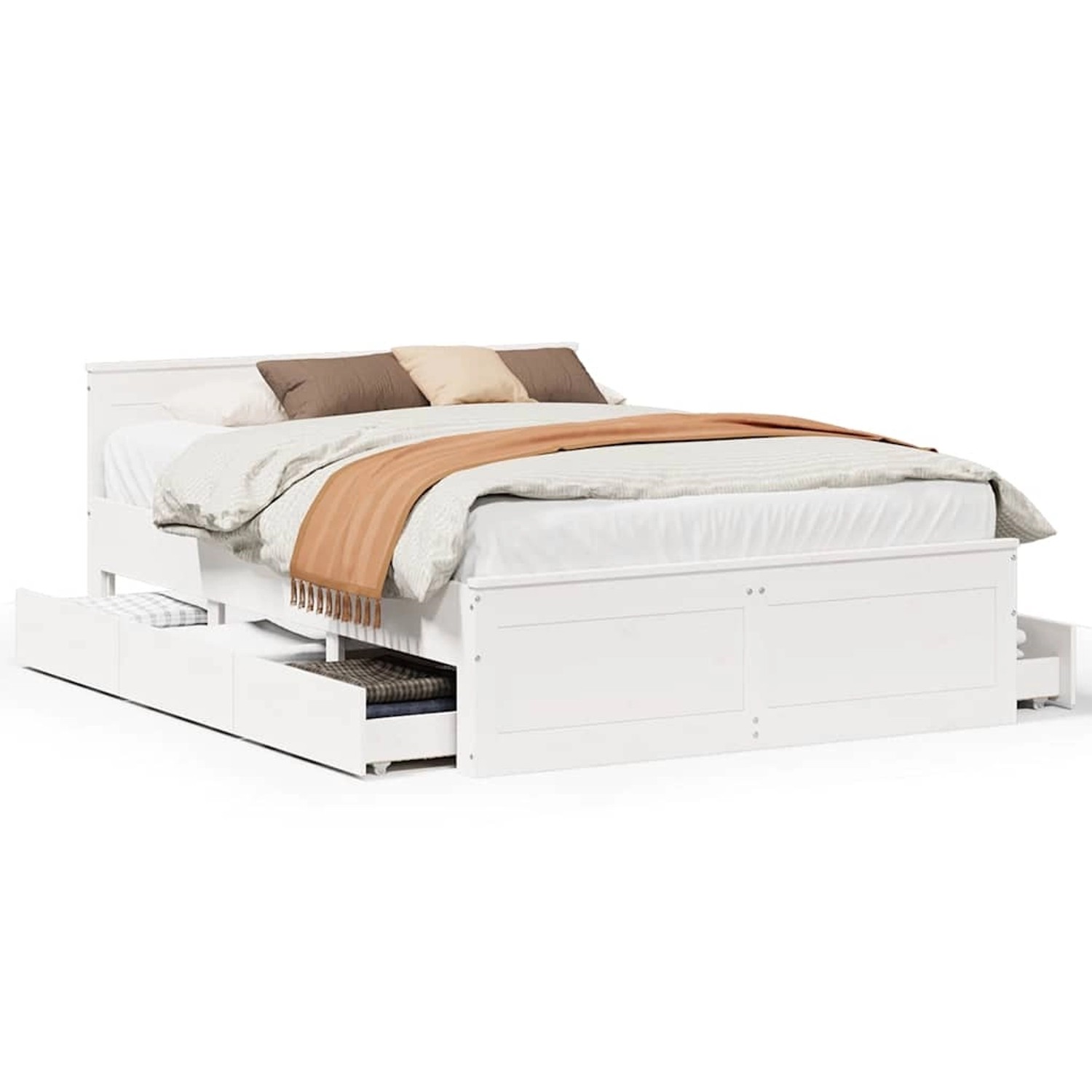 vidaXL Massivholzbett ohne Matratze mit Kopfteil Weiß 140x190cm Kiefer 3308 günstig online kaufen