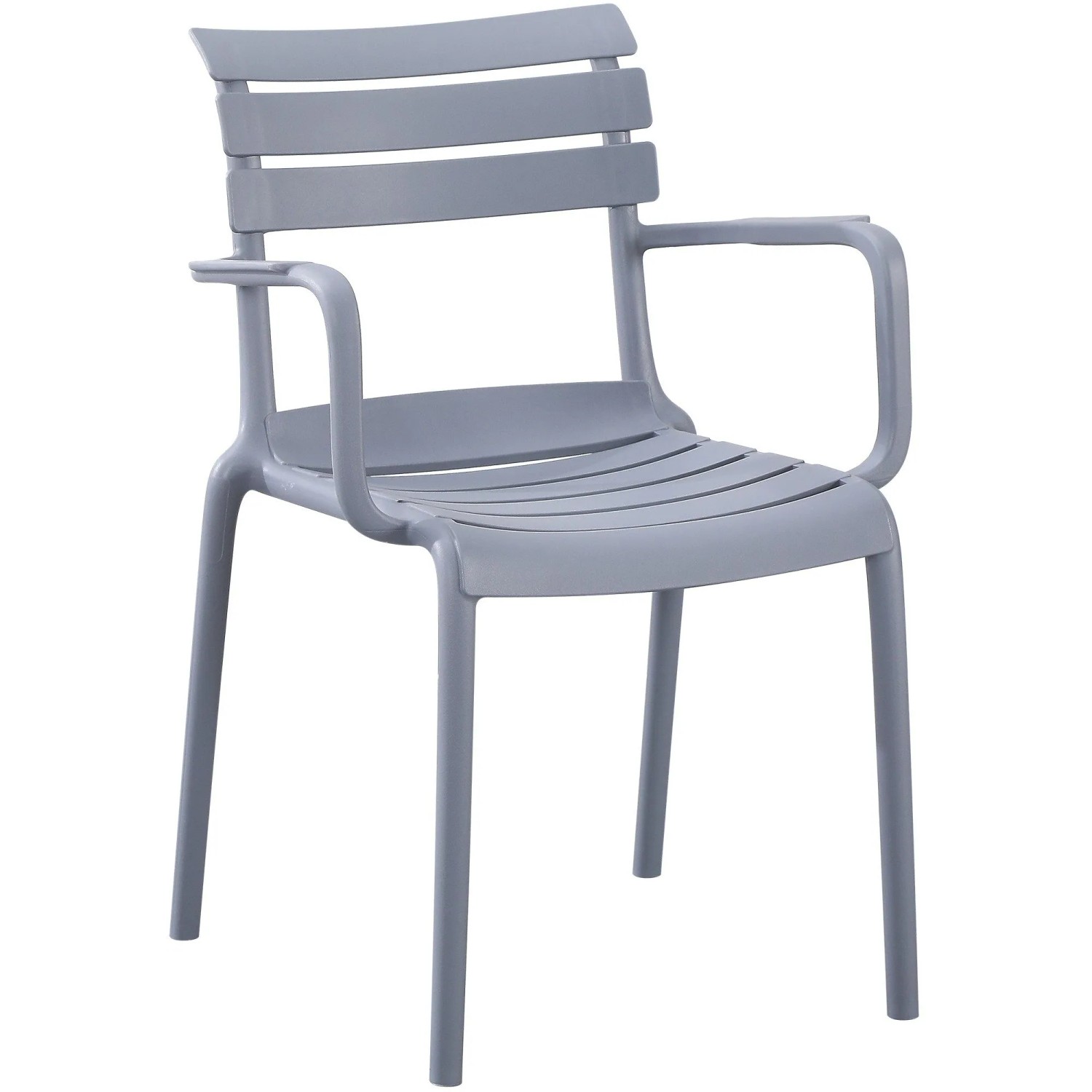 DELUKE Gartenstuhl KARL mit Armlehne 57x57x82cm Kunststoff Grau Stapelstuhl Loungestuhl Garten Outdoor-Stuhl