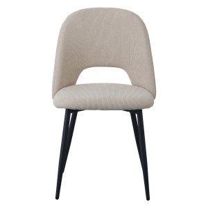 Albatros Esszimmerstuhl SILVI Cord, 2er Set, Beige, mit schwarzen Metallbeinen.