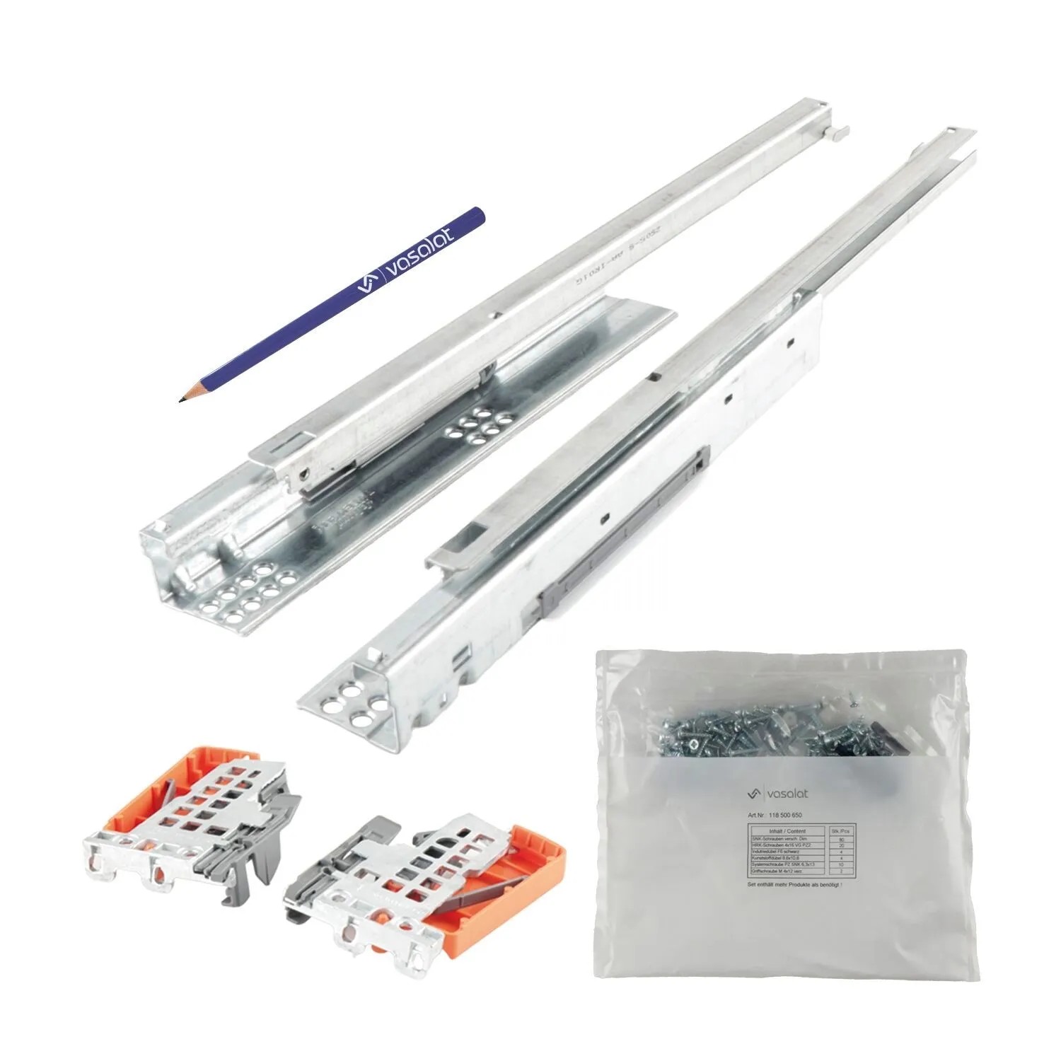 vasalat Set Blum Tandem Teilauszug Set Schubladenauszug 500mm Blumotion + Kupplung bis 30kg