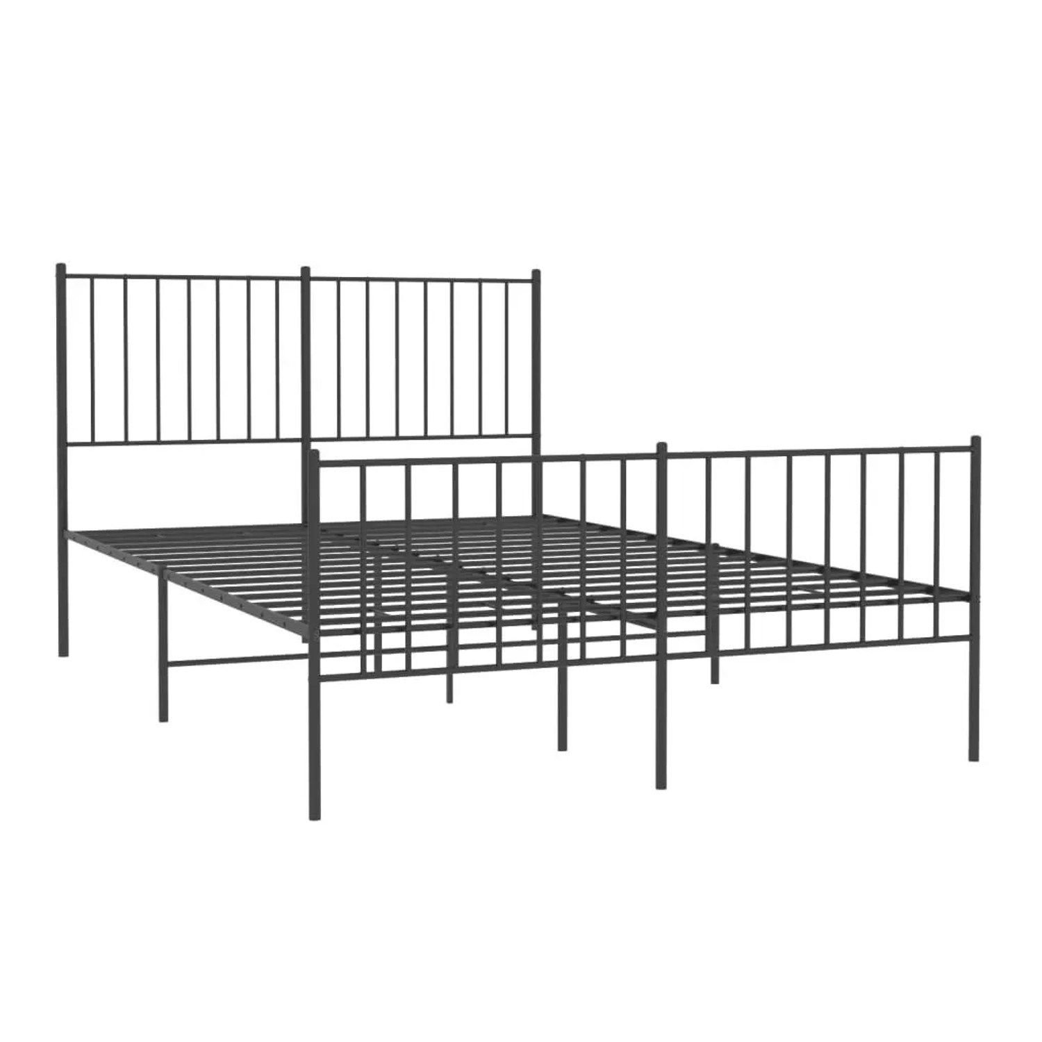 vidaXL Bettgestell mit Kopf- und Fußteil Metall Schwarz 120x190 cm 350879