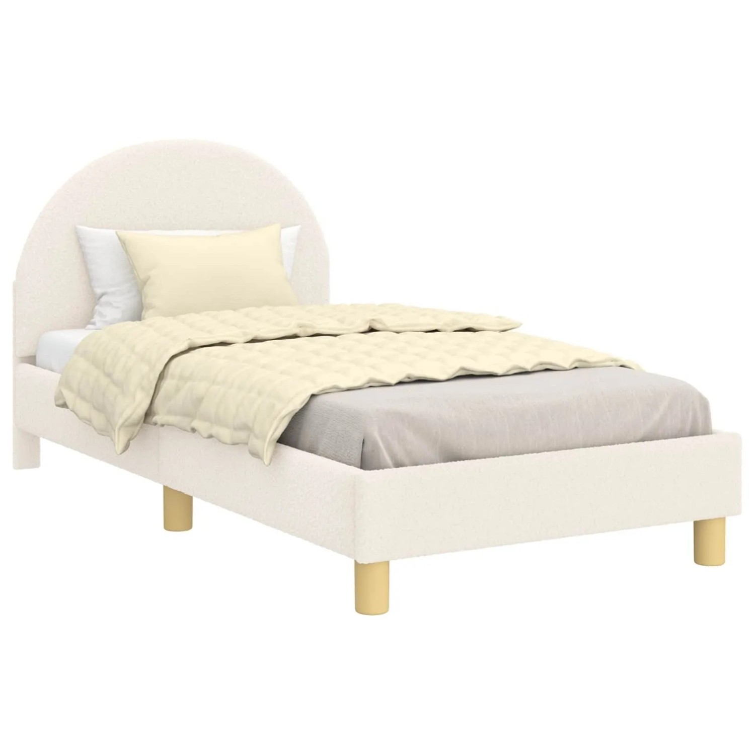vidaXL Kinderbettgestell mit Kopfteil Creme 80 x 160 cm Schafstoff 42011027