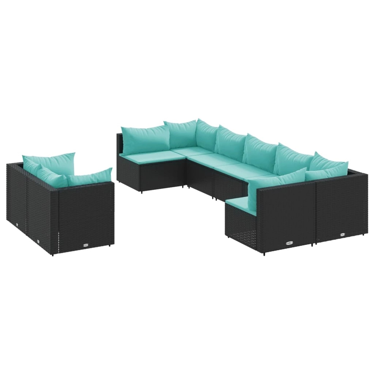 vidaXL 9-Tlg Garten-Sofagarnitur mit Kissen Schwarz Poly Rattan 3308300 günstig online kaufen