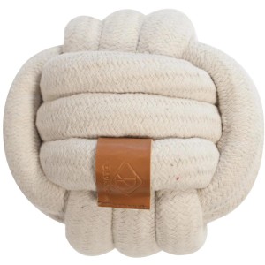 Beiger Ebi Skip Ball, ein robustes Apportierspielzeug aus Baumwolle für Hunde.