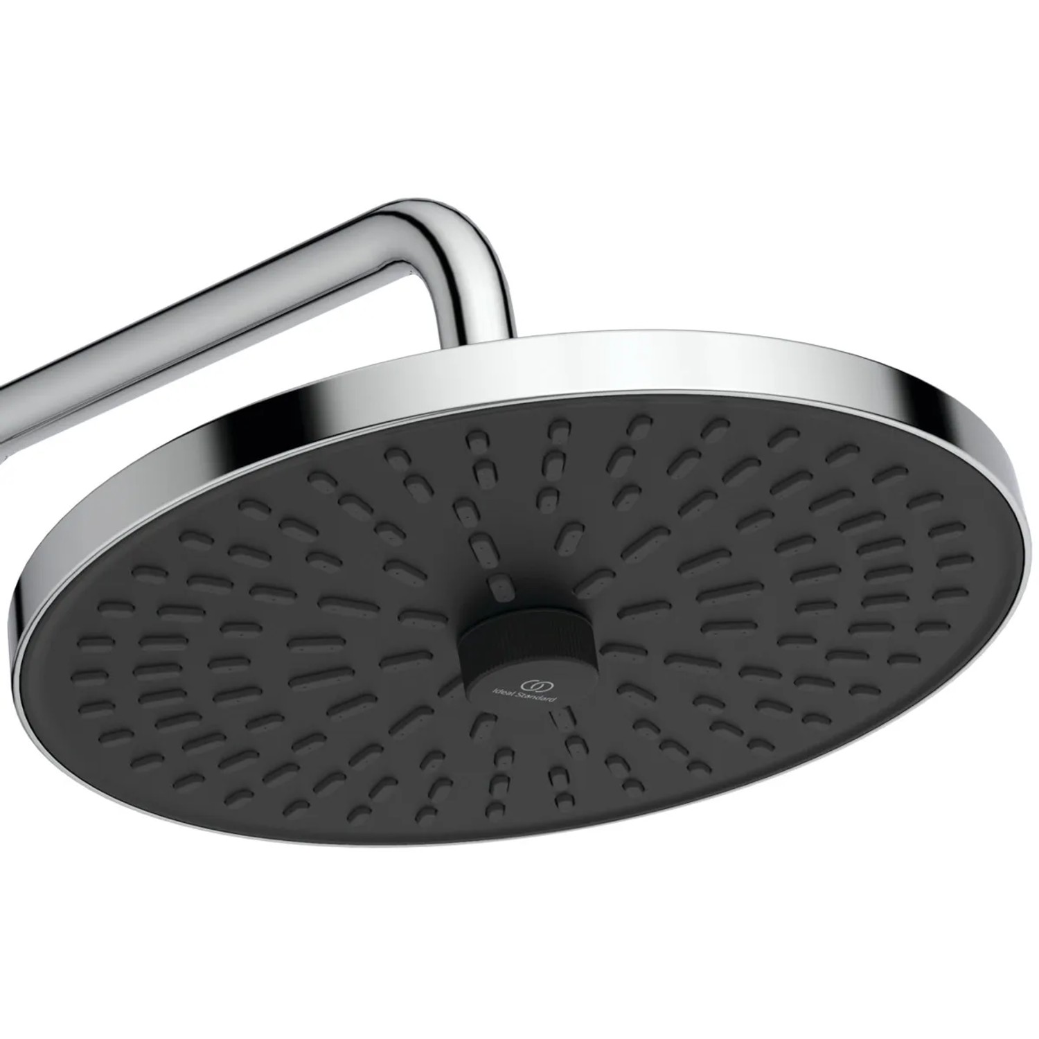 Detailaufnahme: Ideal Standard Ceratherm T25+ Regendusche, Chromoptik.