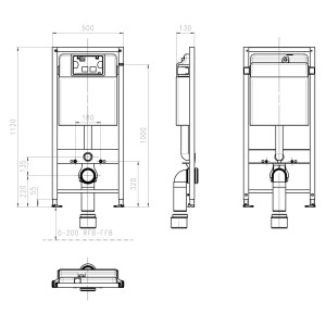 Technische Zeichnung: Kronenbach WC-Element 112 cm Plantec 2.0, Maße und Details für Trockenbau.