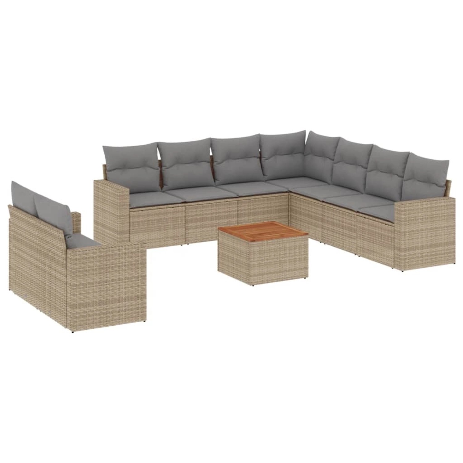 vidaXL 10-Tlg Garten-Sofagarnitur mit Kissen Beige Poly Rattan 3224190 günstig online kaufen