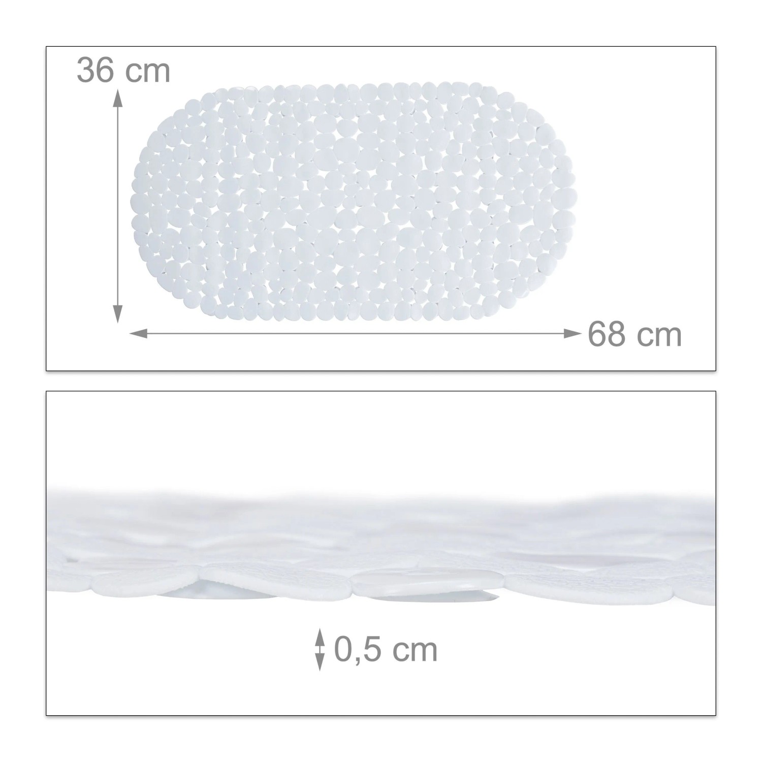 Relaxdays Badewannenmatte PVC Weiß Steinoptik Rutschfest 68 cm x 36 cm x 0,5 cm 0,49 kg_4