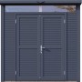Anthrazitfarbenes Holz-Gartenhaus Woodline Pent mit Doppeltür und Fensterband.