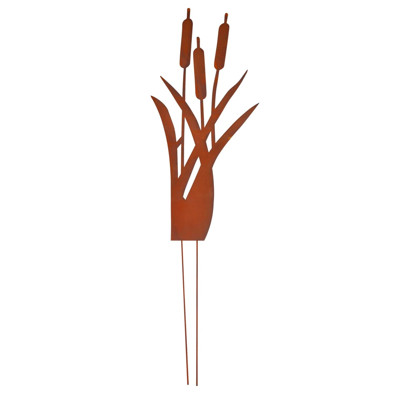 Relaxdays Gartenstecker Schilf Stahl Braun Wetterfest 120 cm x 35 cm