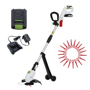 TRUTZHOLM Akku Rasentrimmer Akku und Ladegerät 26 cm Kantenschneider Trimmer mit Nylonmesser