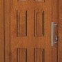 Kunststoff-Haustür K001 Golden Oak, 110x210 cm, Anschlag rechts, mit Glaseinsatz und Griff.
