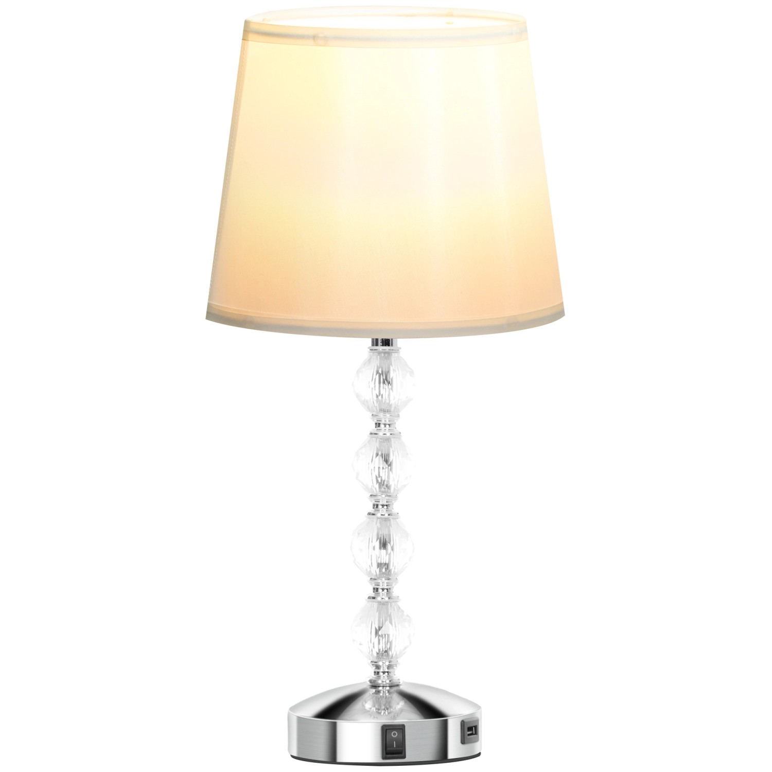 HOMCOM Tischlampe USB Aufladbar Metall Glas Weiß Ø23 x 45H cm günstig online kaufen