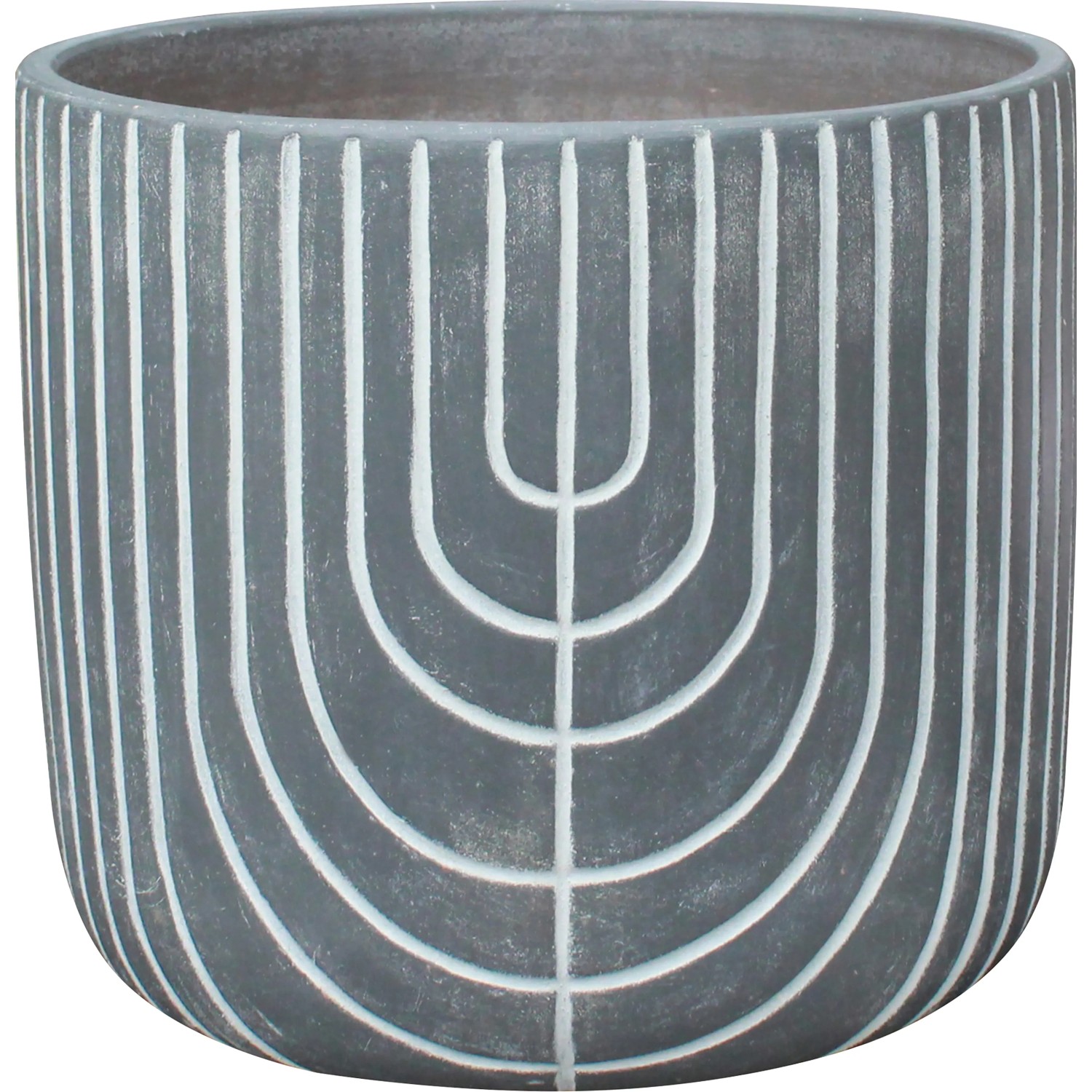 Übertopf Ø 14 cm x 14 cm Keramik Grau-Weiß Design 1