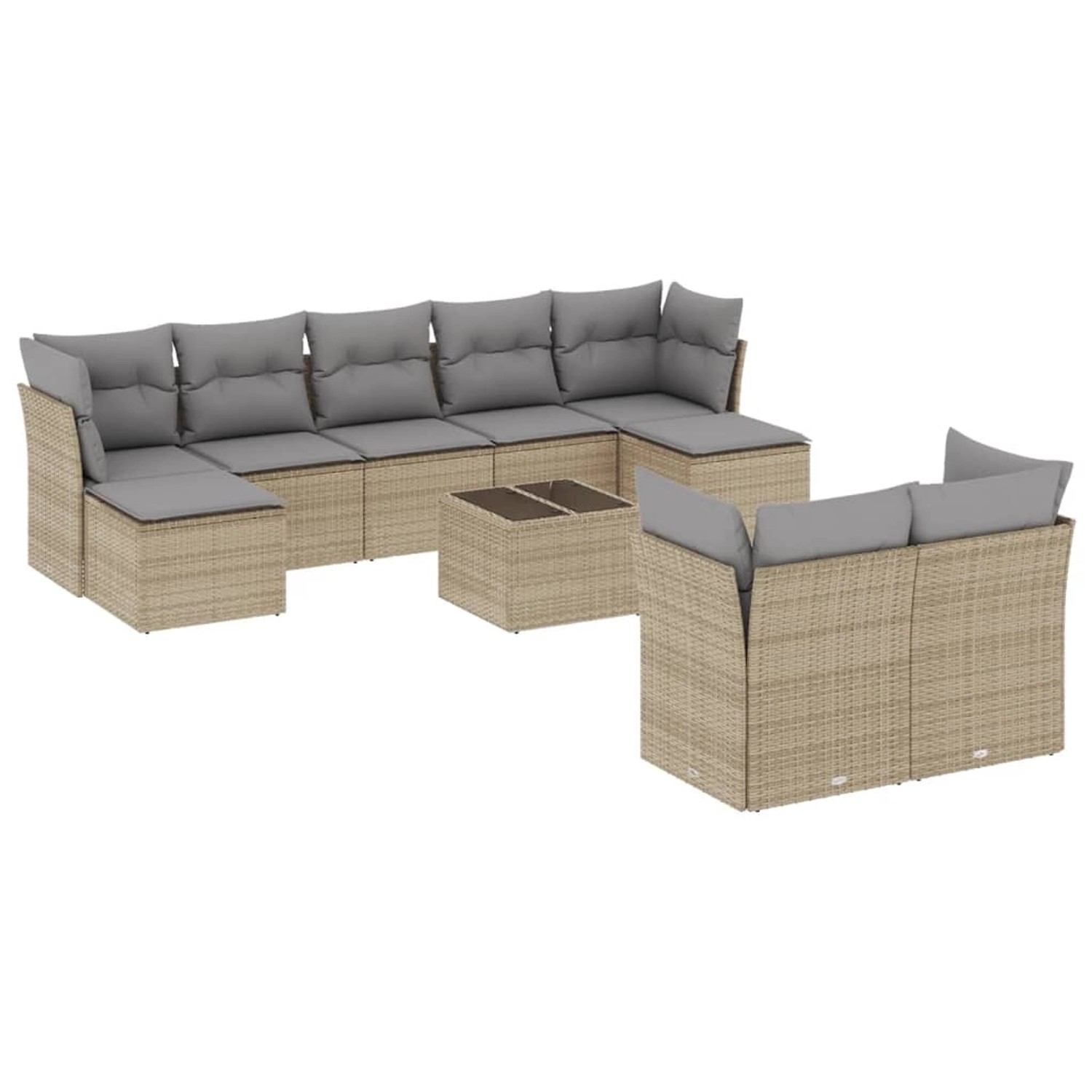 vidaXL 10-Tlg Garten-Sofagarnitur mit Kissen Beige Poly Rattan 3218319 günstig online kaufen