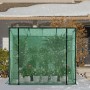 Grünes WOLTU Foliengewächshaus mit halbtransparenter PE-Plane, schützt Pflanzen im verschneiten Garten vor Kälte.