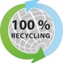Symbol für 100% Recyclingfähigkeit des Garantia Hochbeets.