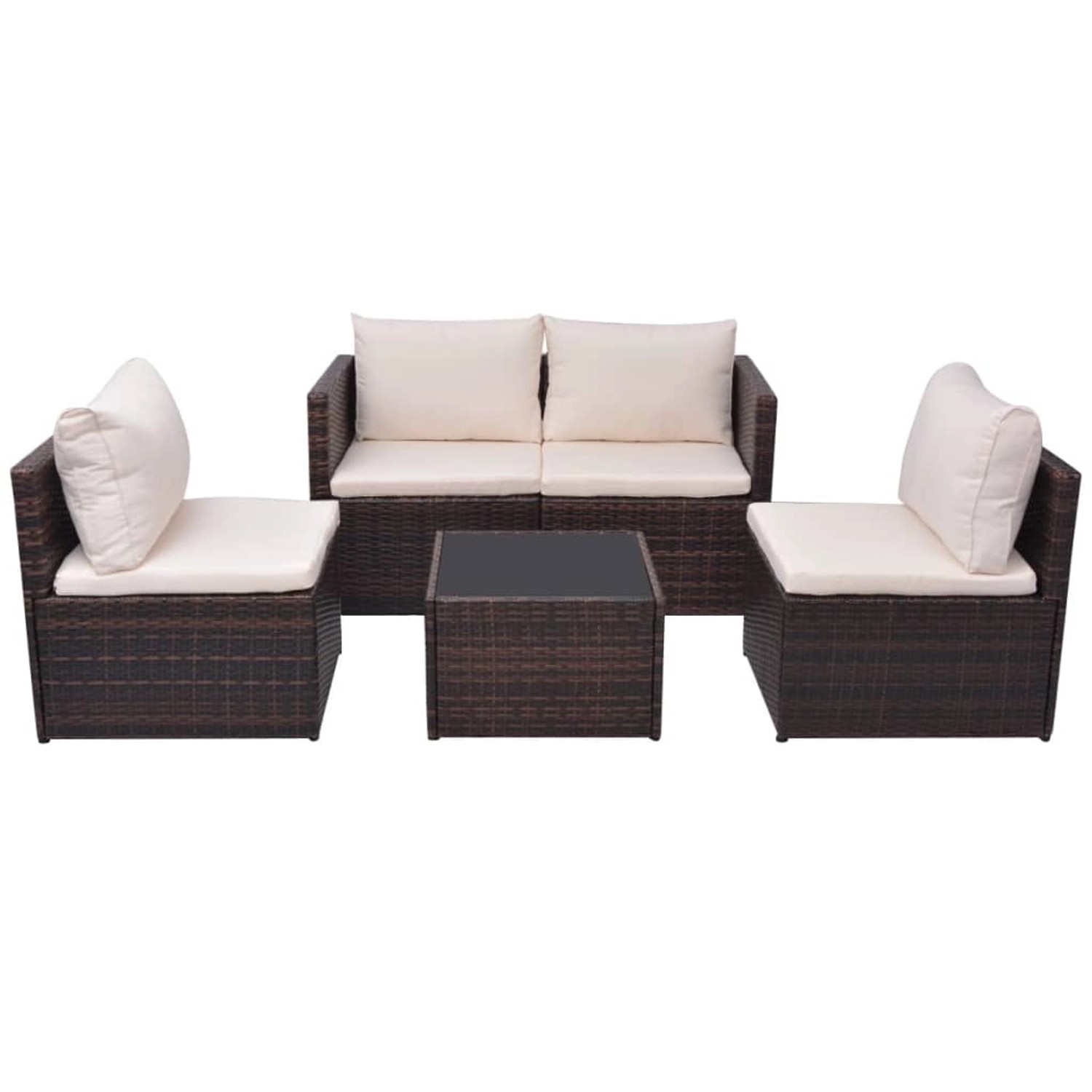 5-tlg. Garten-lounge-set Mit Auflagen Poly Rattan Braun günstig online kaufen