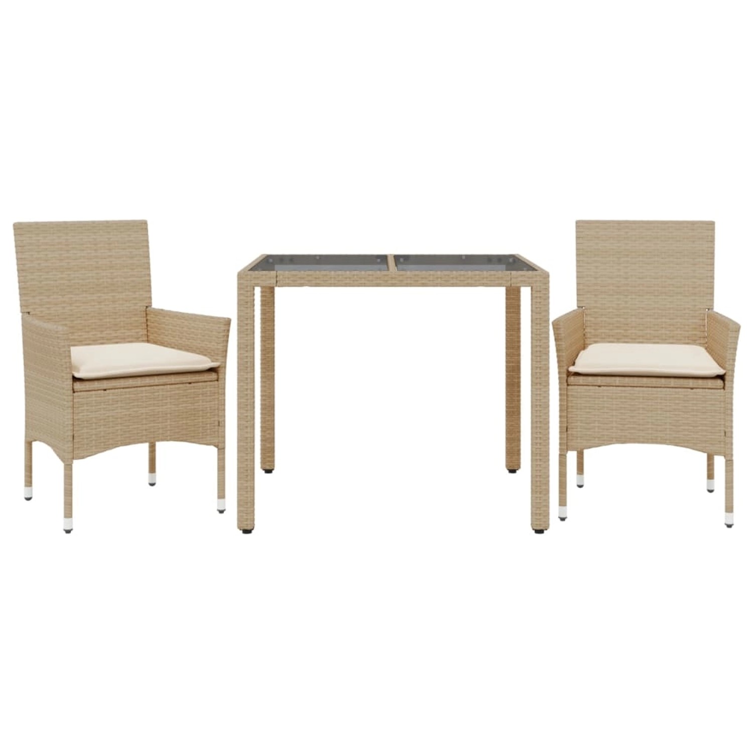 vidaXL 3-Tlg Garten-Essgruppe mit Kissen Beige Poly Rattan und Glas 3278567 günstig online kaufen