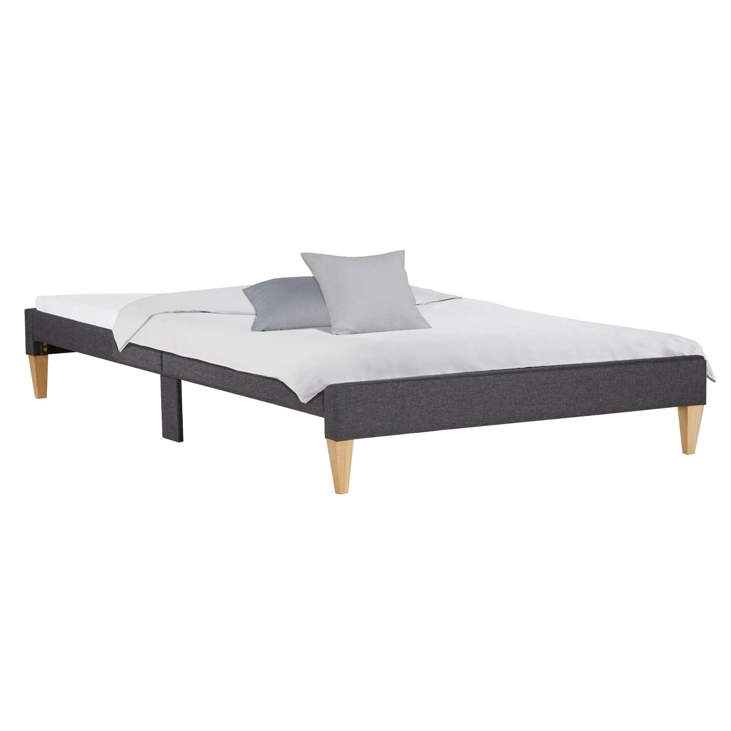 Homestyle4u Polsterbett mit Lattenrost 140x200 cm in Grau 2508