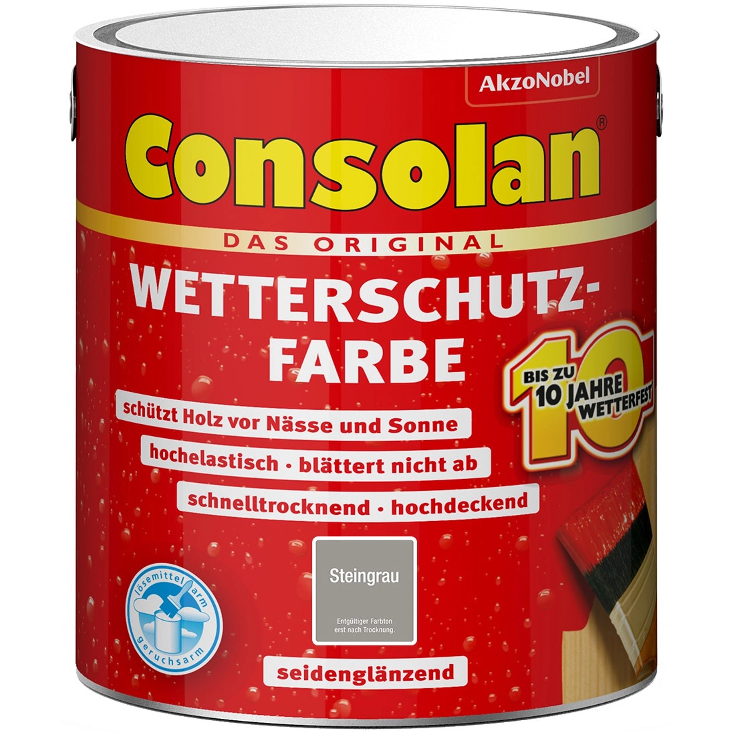 Consolan Wetterschutzfarbe Steingrau Seidenglänzend 2,5 l