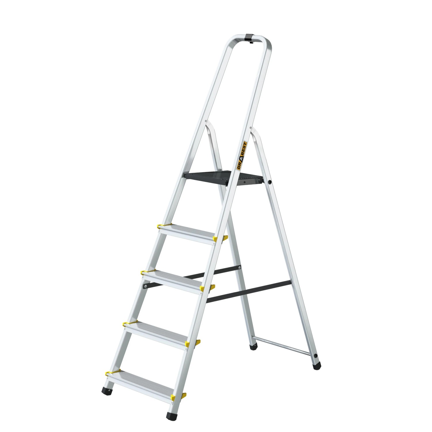 DRABEST Aluminiumleiter PRO 5 Stufen Mit Haken Bis 150 KG