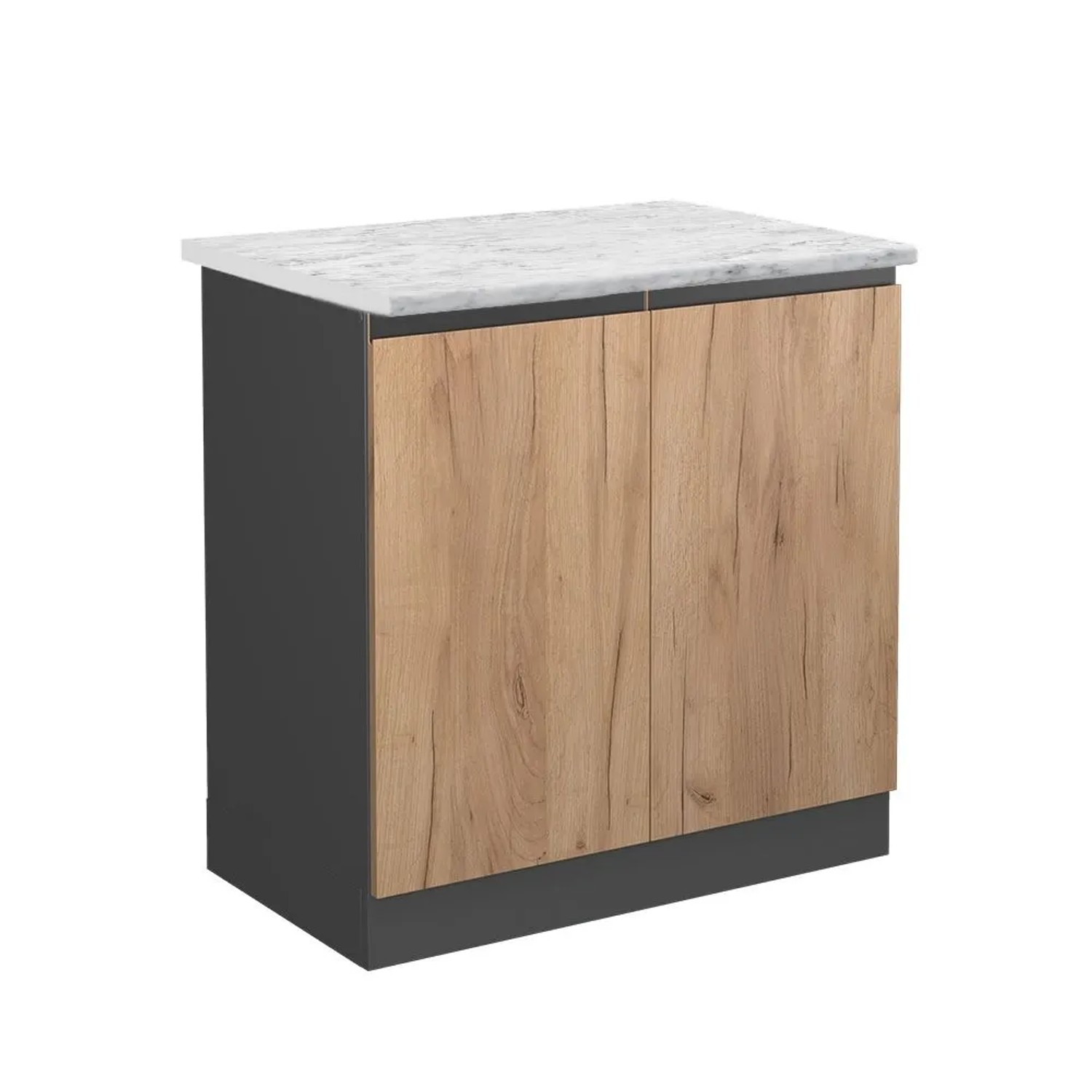 Vicco Spülenunterschrank R-Line Küchenunterschrank für die Spüle Goldkraft Eiche Anthrazit J-Shape AP Marmor