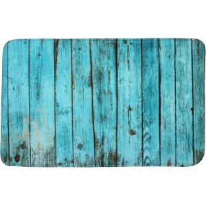 Sanilo Badteppich Lumber 50x80 cm mit blauem Holz-Motiv für das Badezimmer.