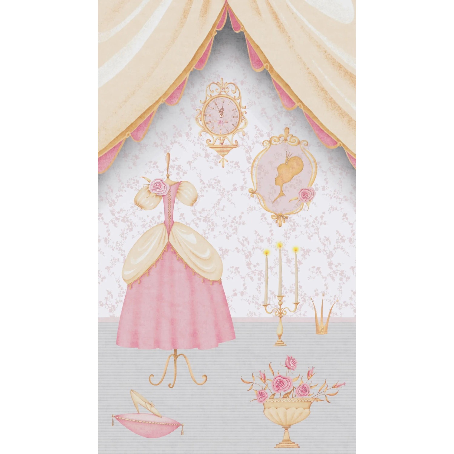 Image of PROFHOME 770661-GU Fototapete Kindertapete Creme Rosa Gelb Grau 1,59 m x 2,8 m