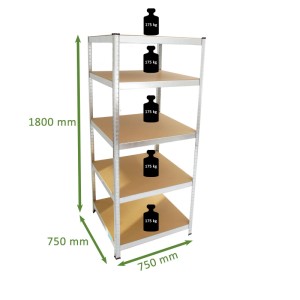 TRUTZHOLM Schwerlastregal 180x75x75cm 875 kg 5 Böden