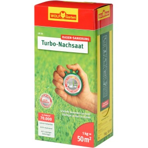 Wolf-Garten Turbo-Nachsaat LR 50, 1 kg für dichten Rasen. Rasensamen zur Rasensanierung.