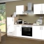 Menke Küchenzeile Premium 270 cm, weiß hochglanz/Sonoma Eiche Nachbildung, mit E-Geräten.