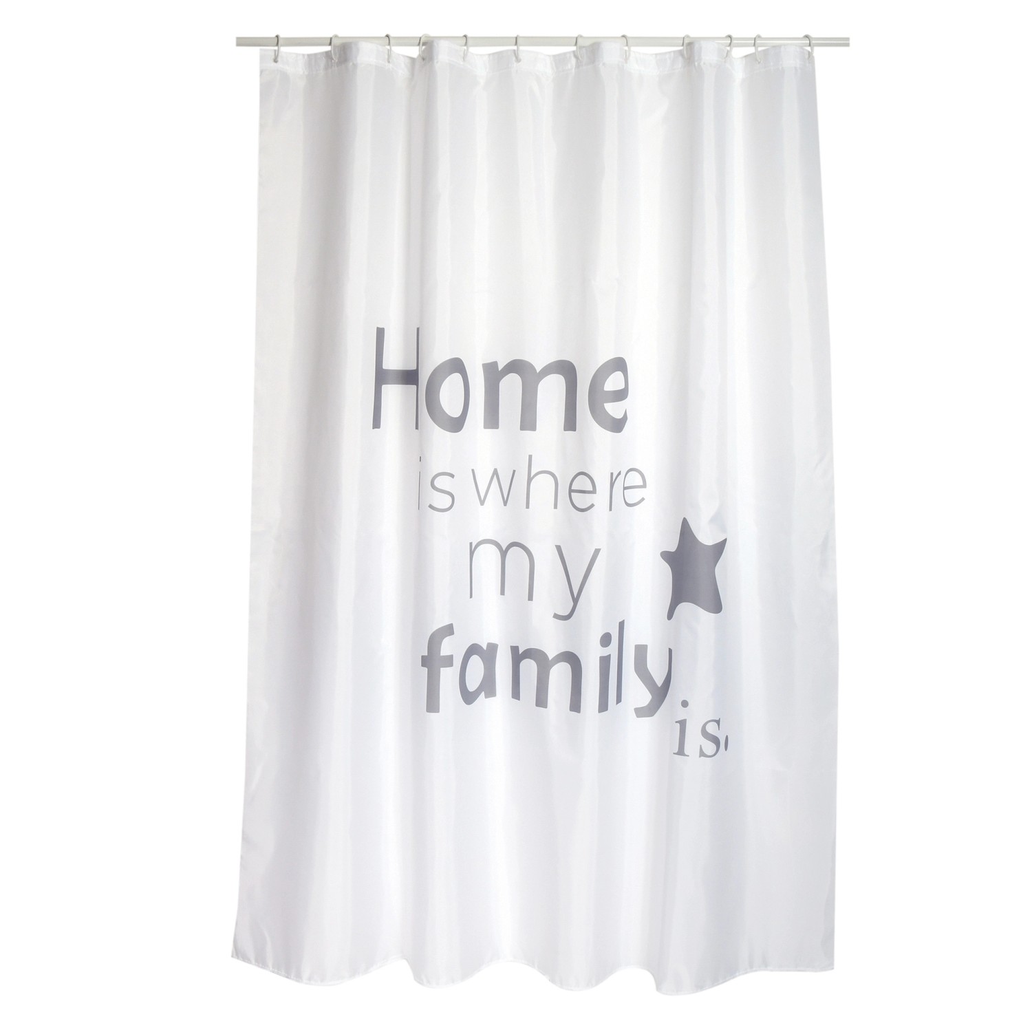 MSV Duschvorhang Home Polyester 180 cm x 200 cm Weiß-Grau günstig online kaufen