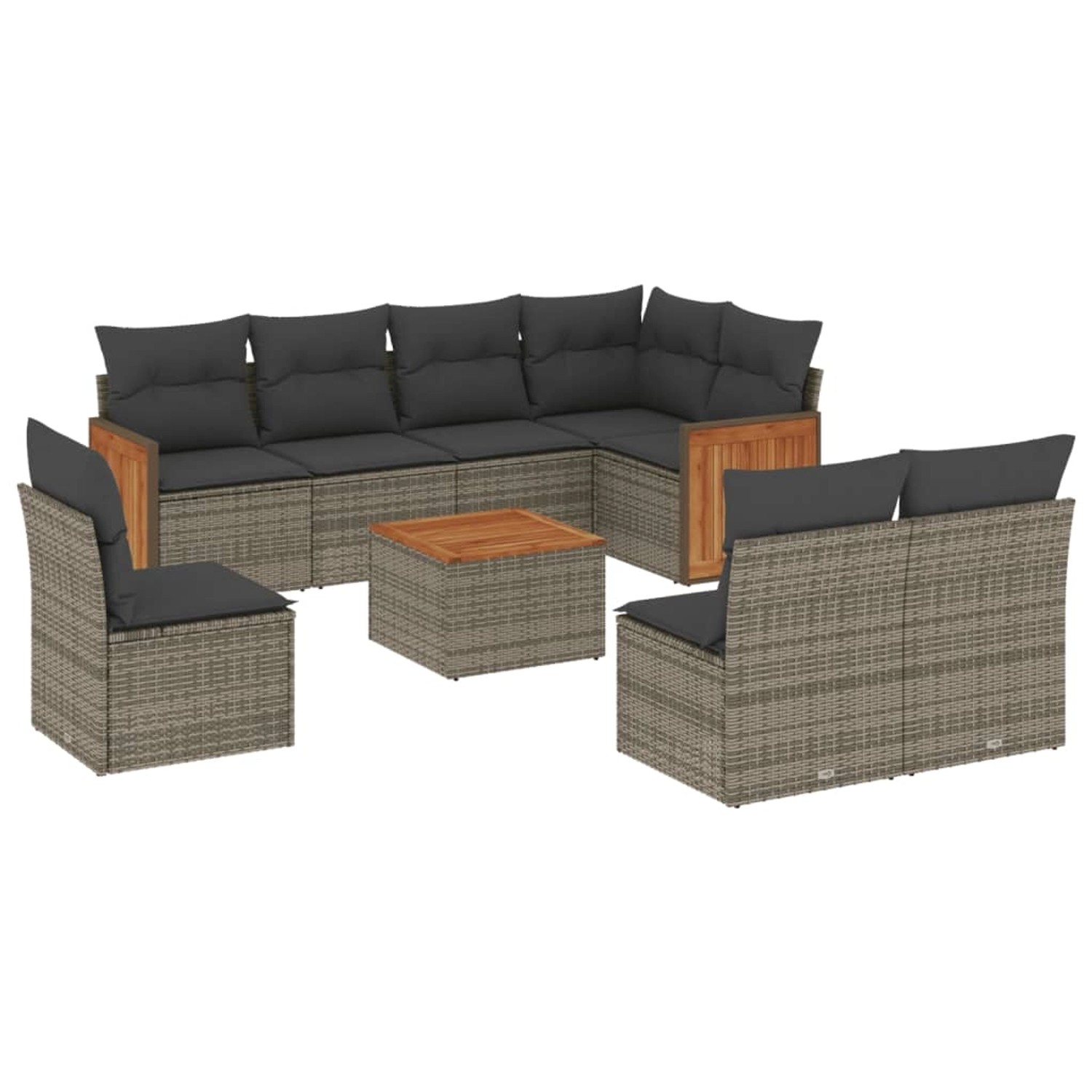 vidaXL 9-Tlg Garten-Sofagarnitur mit Kissen Grau Poly Rattan 3227733 günstig online kaufen