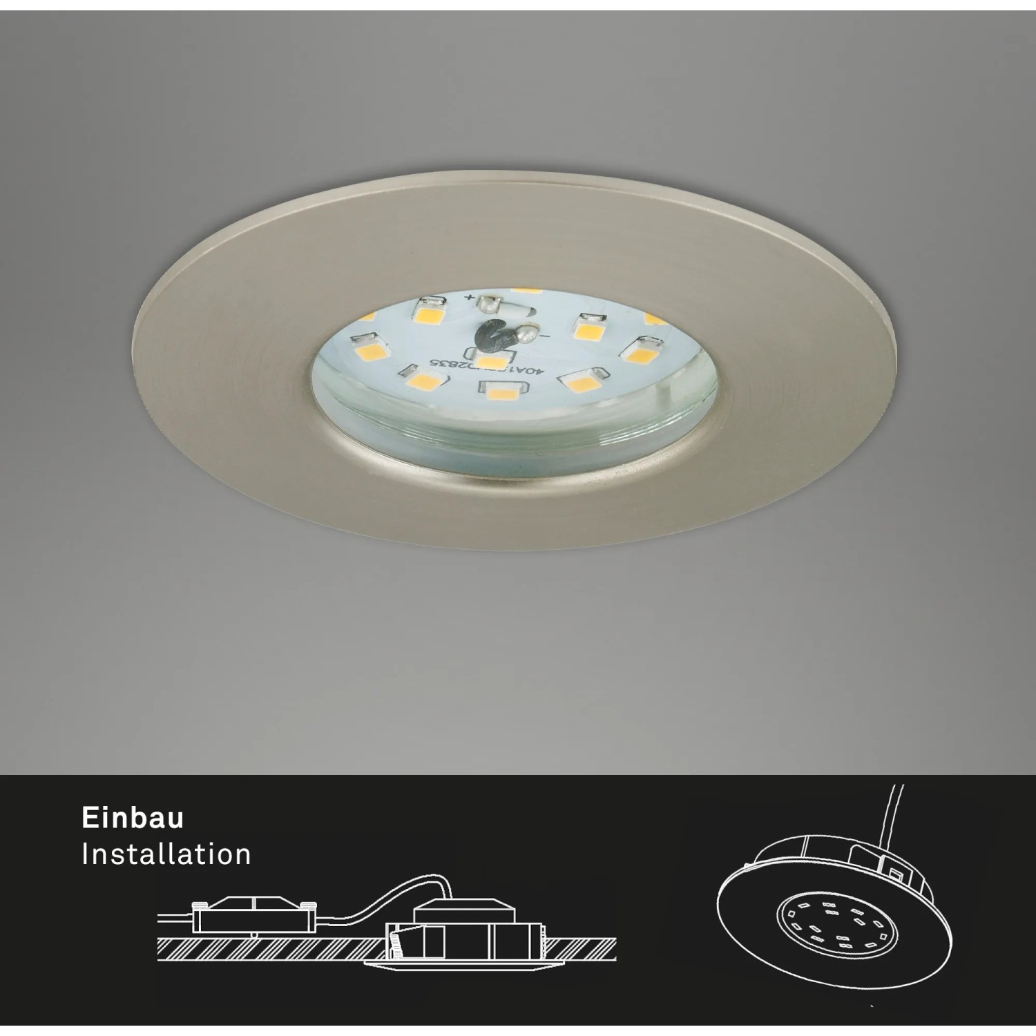 Briloner LED-Einbauleuchte Attach, 3er-Set, Nickel matt, für Innenräume.