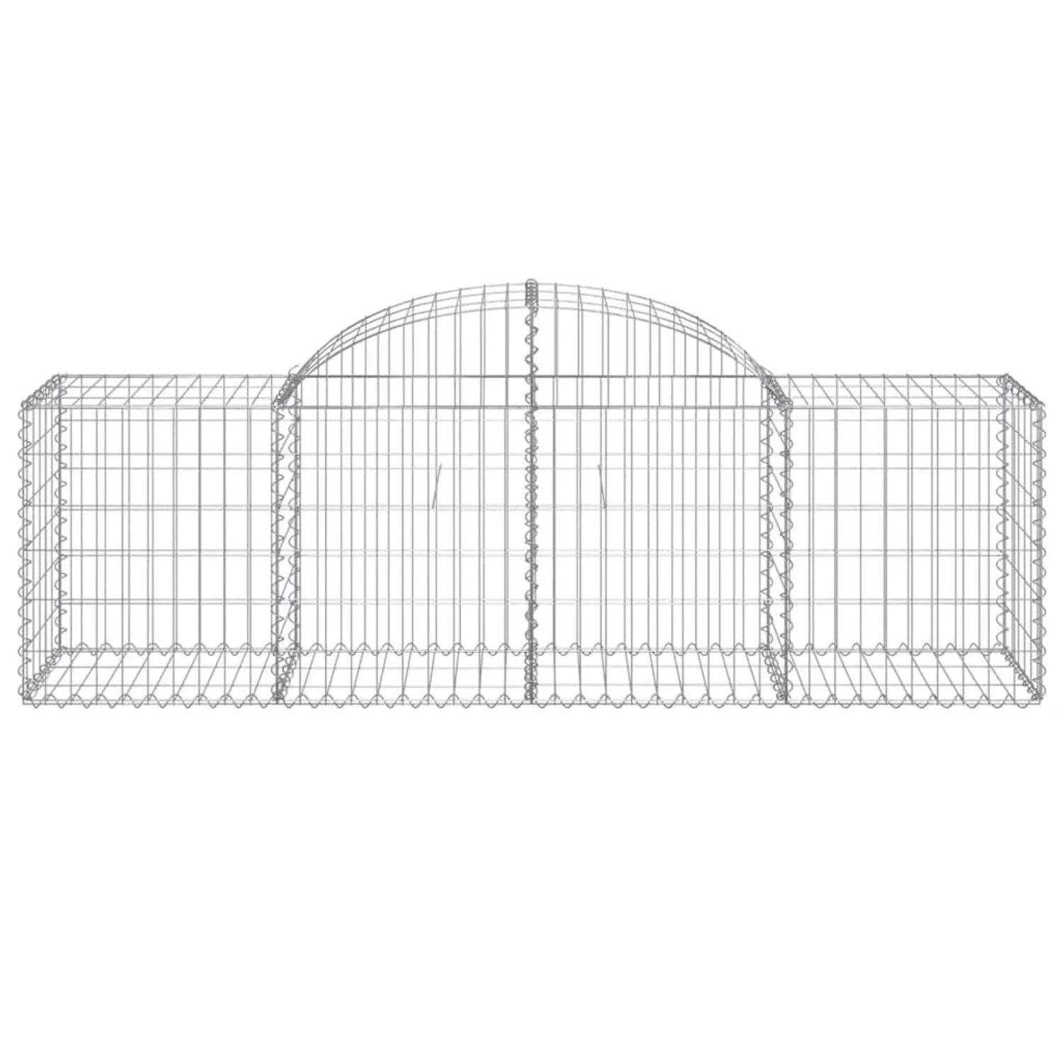 10er Set Gabionen mit Hochbogen, 200x50x60/80 cm, aus verzinktem Eisen für Hochbeete.